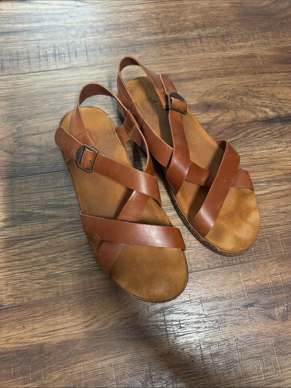 Women's Chaco Brown Leather Strappy Slingback Sandals